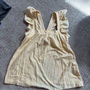 LC Lauren Conrad Yellow & White Striped Ruffle Strap Dress